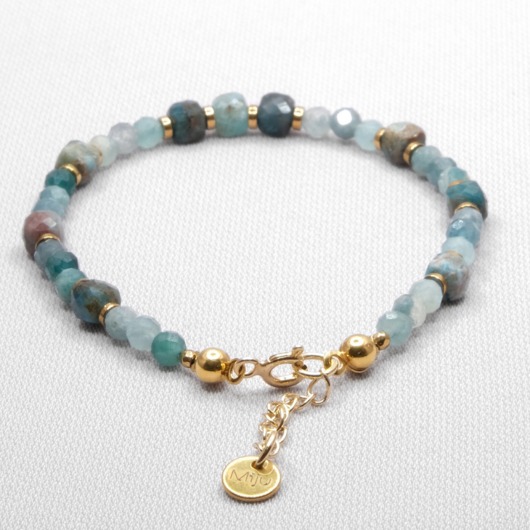 Bransoletka z kamieniem indygolit - niebieski turmalin, apatyt