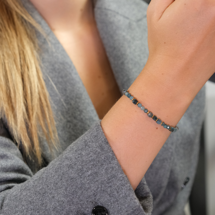 Bransoletka z kamieniem indygolit - niebieski turmalin, apatyt