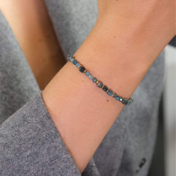 Bransoletka z kamieniem indygolit - niebieski turmalin, apatyt