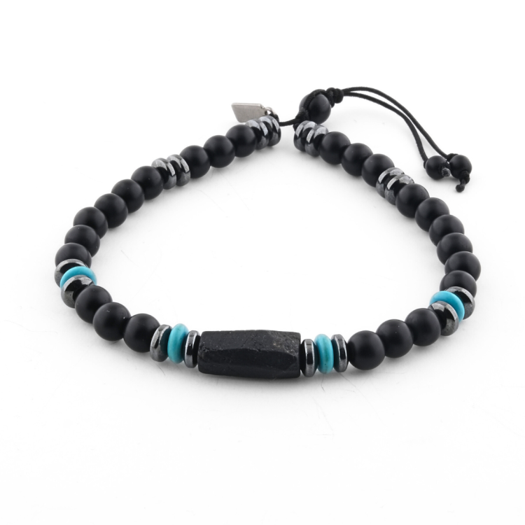 Bransoletka talizman ochrony podróżników - turmalin, turkus, onyks
