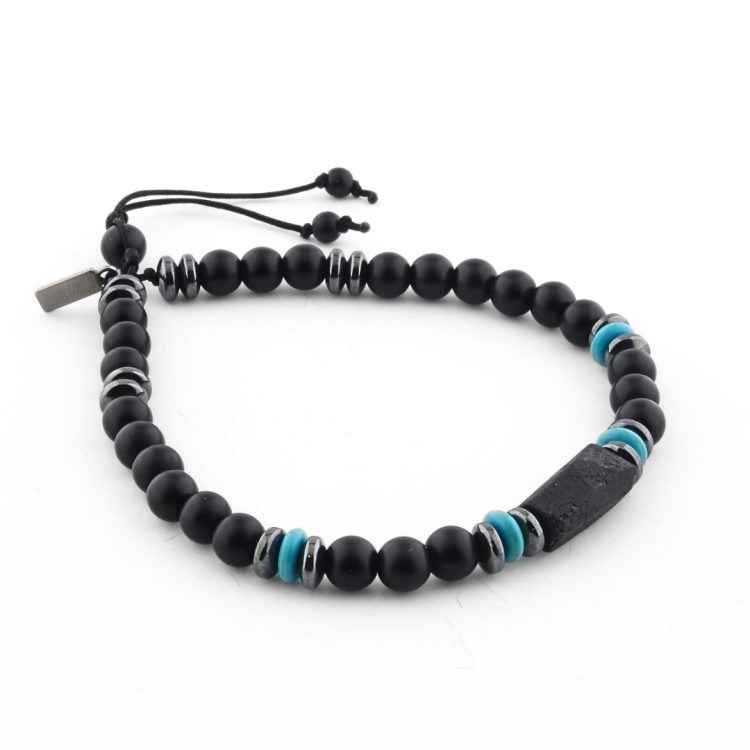 Bransoletka talizman ochrony podróżników - turmalin, turkus, onyks