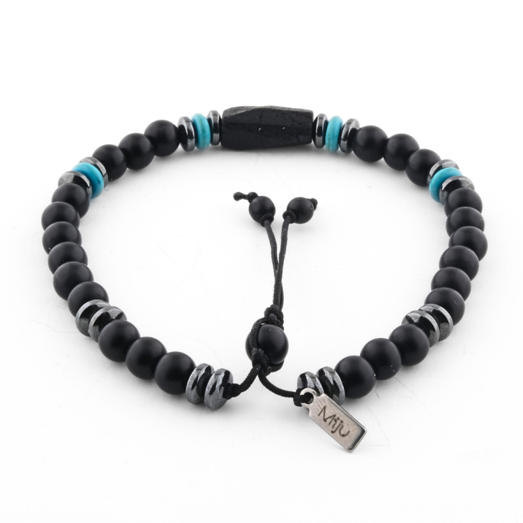 Bransoletka talizman ochrony podróżników - turmalin, turkus, onyks