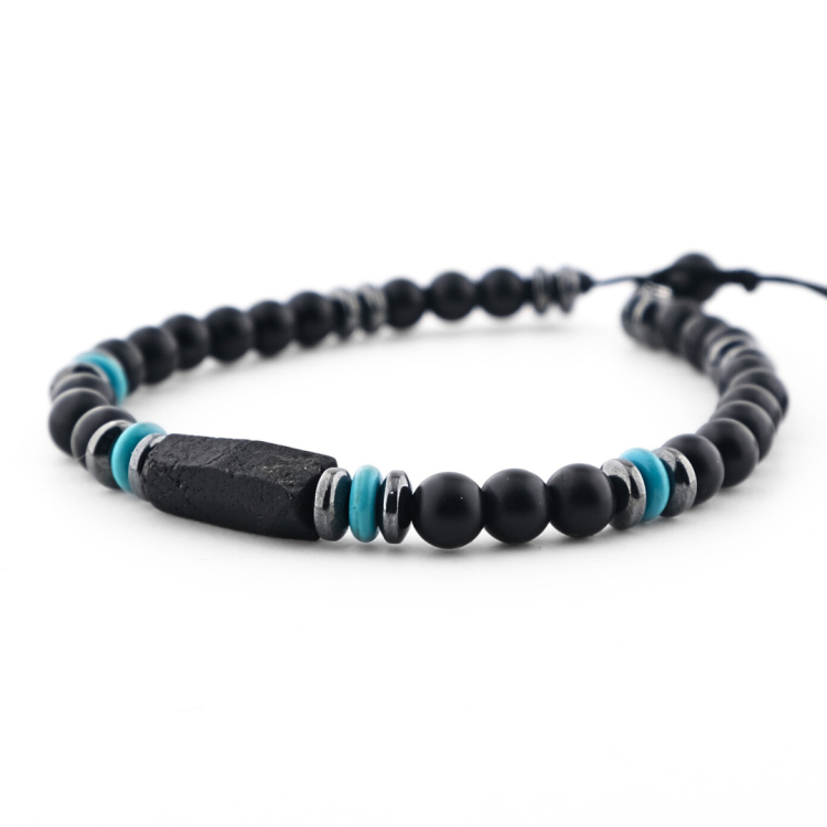 Bransoletka talizman ochrony podróżników - turmalin, turkus, onyks