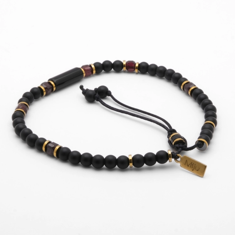 Czarna bransoletka męska z turmalinem, granatem i onyksem