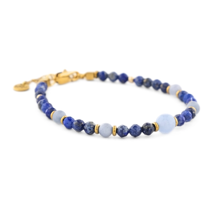 Wakacyjna bransoletka z kamieniem lapis lazuli, akwamaryn