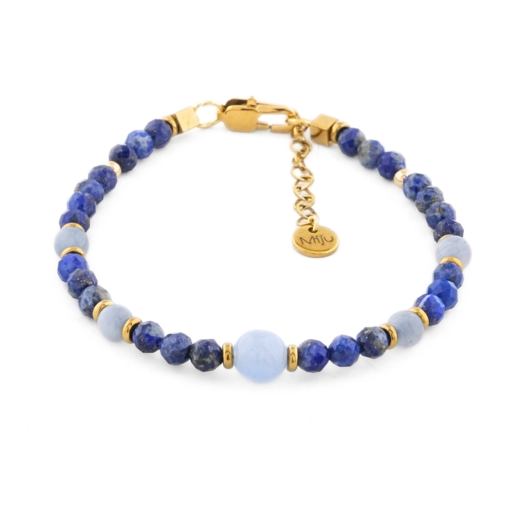 Wakacyjna bransoletka z kamieniem lapis lazuli, akwamaryn