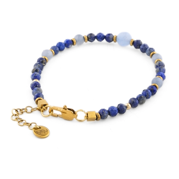Wakacyjna bransoletka z kamieniem lapis lazuli, akwamaryn