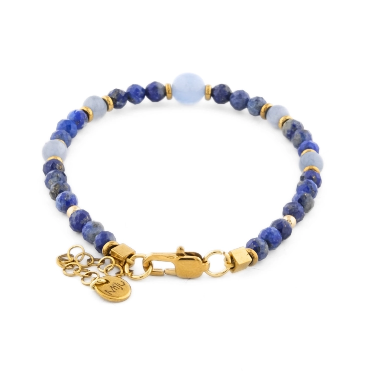 Wakacyjna bransoletka z kamieniem lapis lazuli, akwamaryn