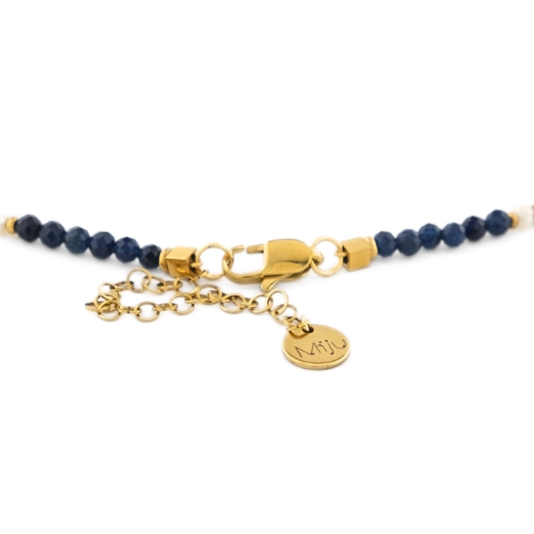 Damski naszyjnik z szafirem, perłą i lapis lazuli - handmade