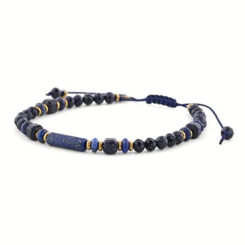 Eleganckie bransoletki damskie z kamieni naturalnych - lapis lazuli i noc Kairu