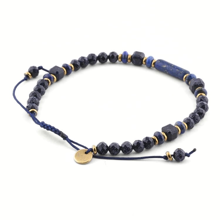 Bransoletka z kamieniami w odcieniach niebieskiego - lapis lazuli i noc kairu